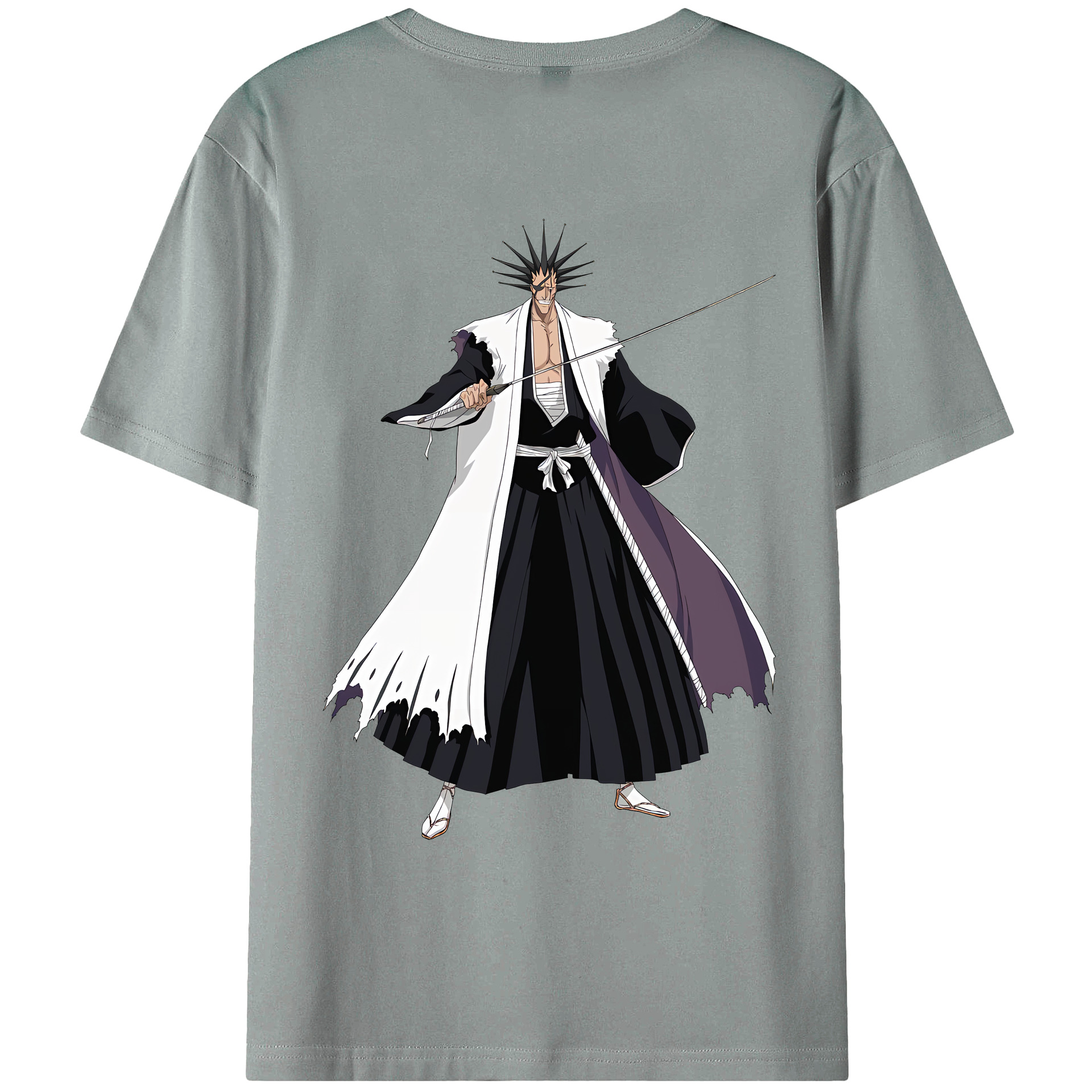 （画像用） ブリーチ ざらき けんぱち BLEACH Zaraki Kenpachi 綿100％ メンズ半袖Tシャツ（バックプリント） 通気性